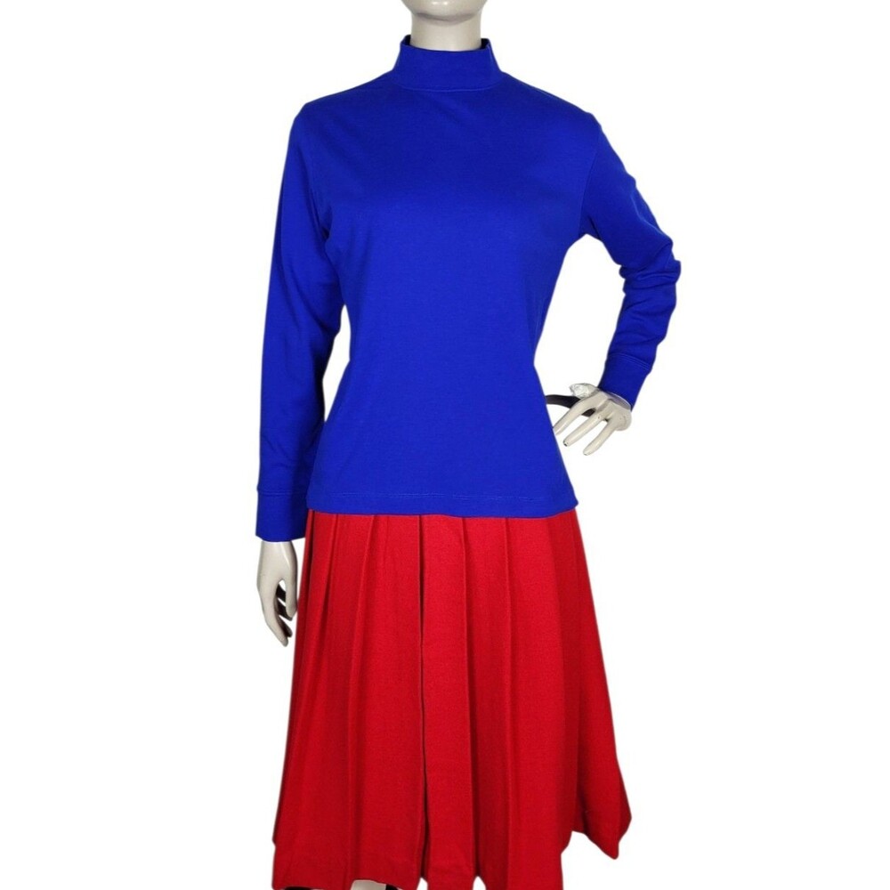 Lands End Mock Neck Long Sleeve Royal Blue Pullover Shirt Women's Size Small 6/8